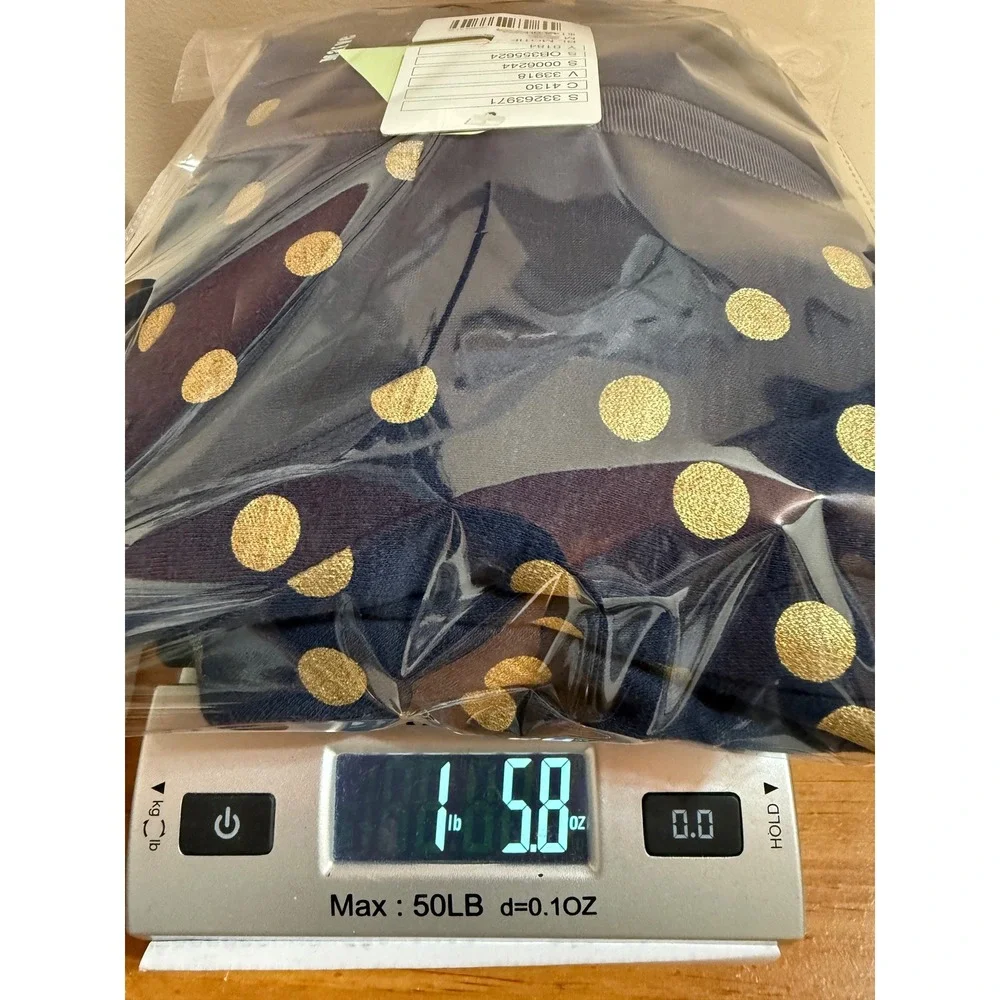 Maeve Polka Dot Dress Womens Medium Navy Gold Sleeveless Pockets Fit Flare Retro - Picture 11 of 11